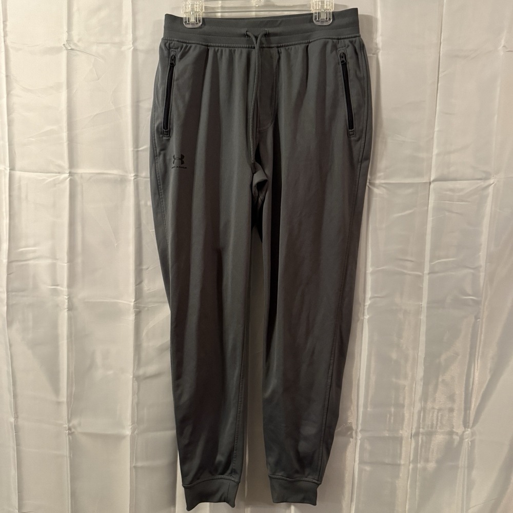 Under Amour‎ Mens L Joggers Jogging Pants Sweatpants Loose Fit Tapered Leg Gray